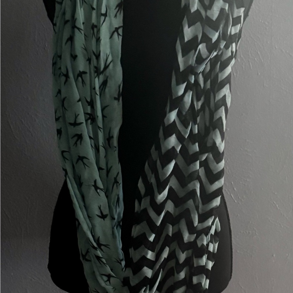 Black and mint green Patterned Scarf